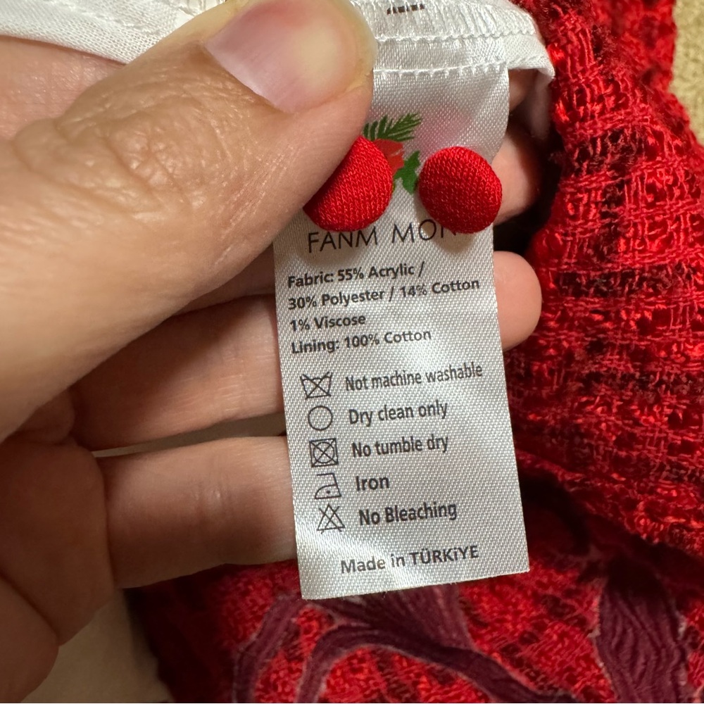Fanm Mon Gulia Peplum Red Tweed Midi Dress XL - Picture 13 of 13